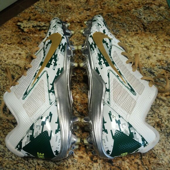 RARE Nike Alpha Pro Football Silver Cleats Men\'s Size 12.5 White Mid Flywire main image 9